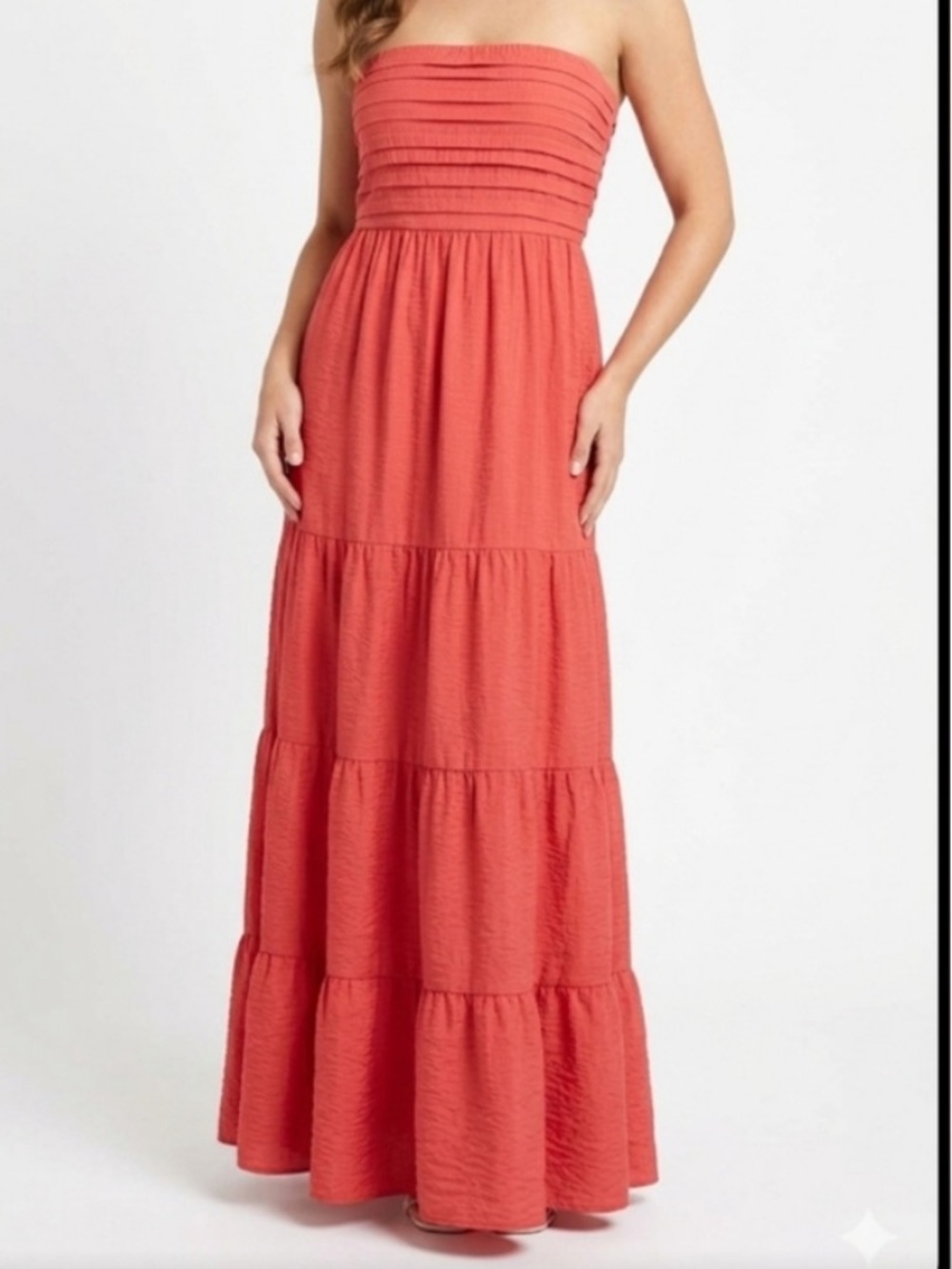 Abercrombie Strapless Tiered Red Maxi Dress